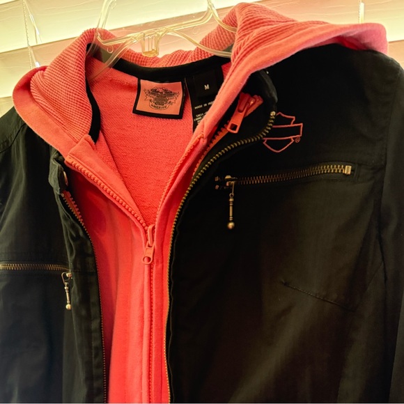 Harley-Davidson Women's Black and Pink Casual Jacket with removable Vest - Picture 9 of 14